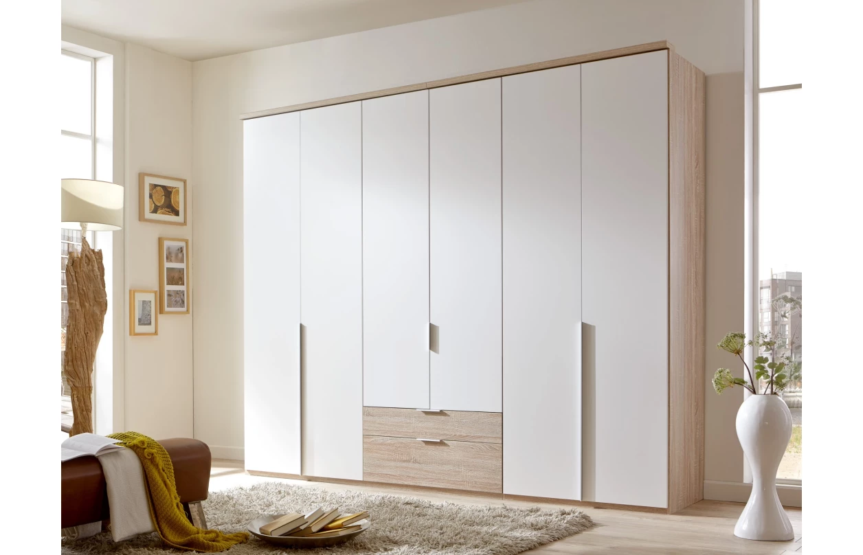 Šatní skříň New York D, 135 cm, bílá/bílý lesk