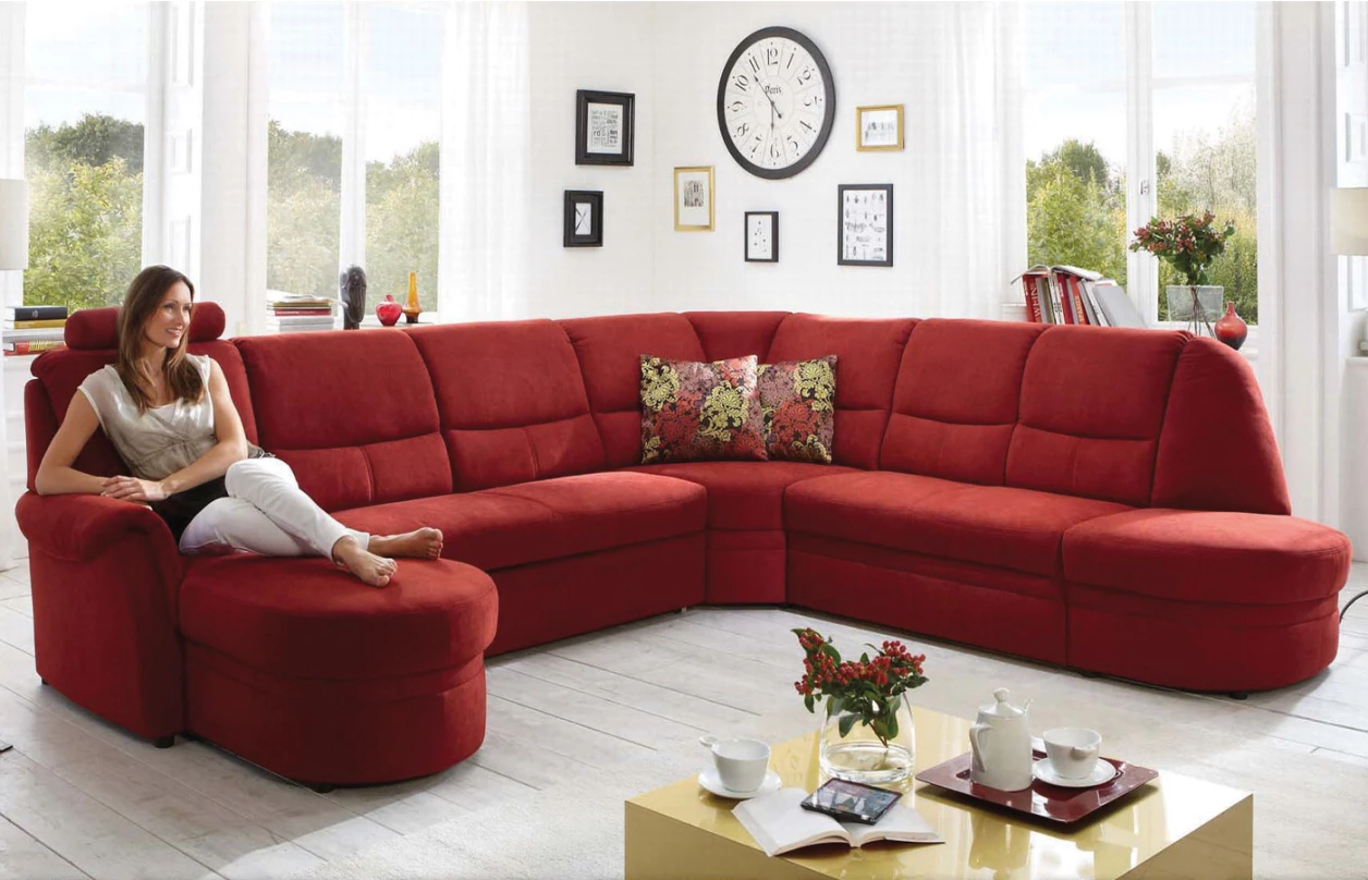 Sedací souprava Relaxness, tvar U, světle šedá látka, bez funkcí