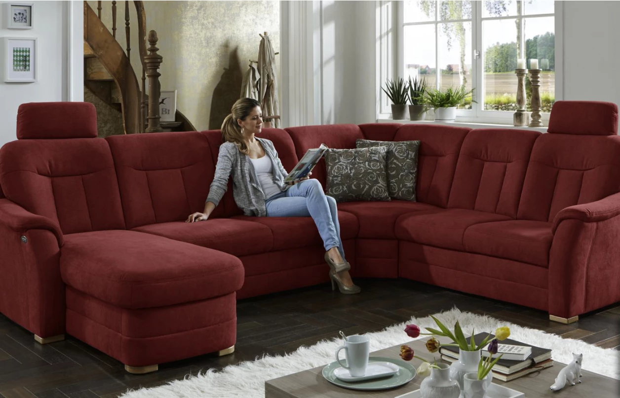 Sedací souprava Relaxness, tvar U, světle šedá látka, bez funkcí