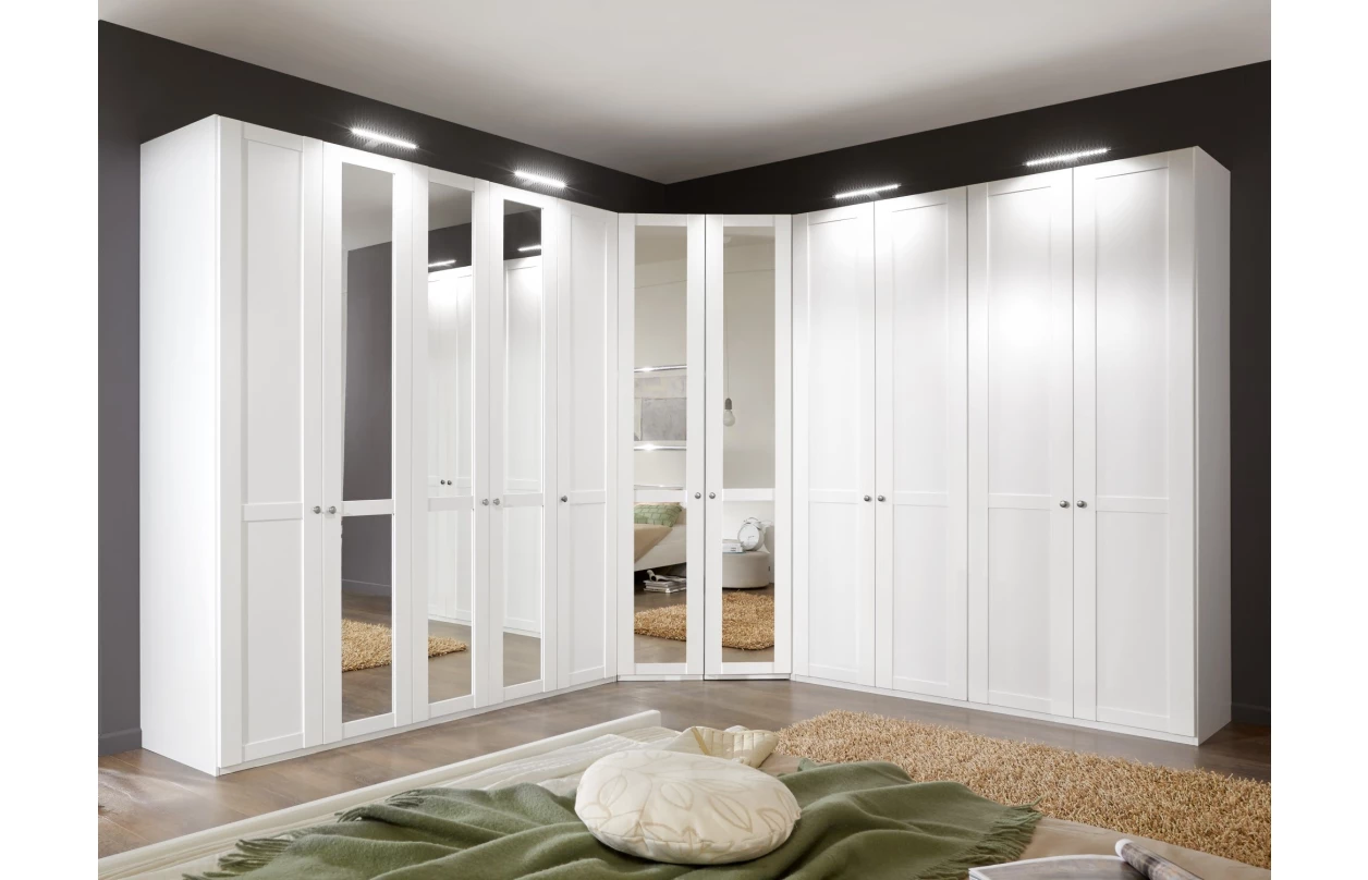 Šatní skříň New York D, 90 cm, bílá/bílý lesk