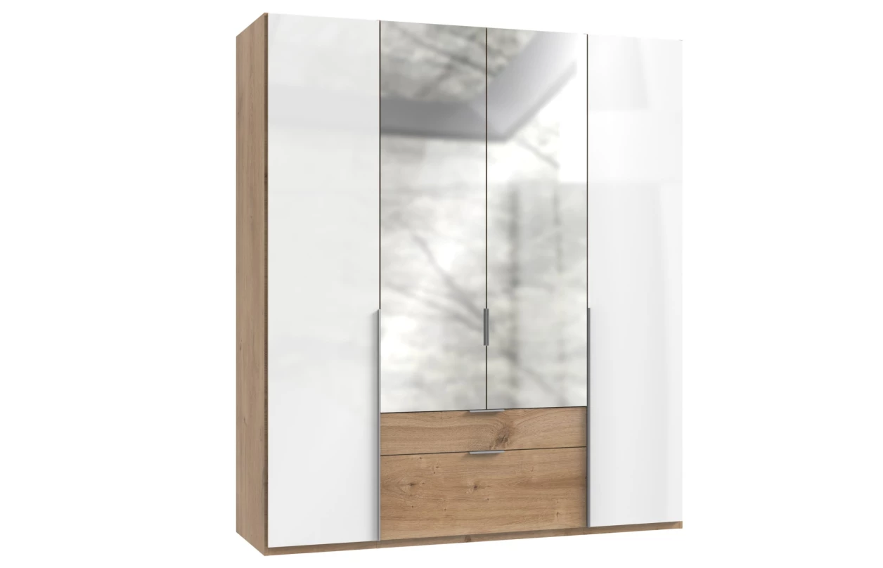 Šatní skříň New York D, 90 cm, bílá/bílý lesk