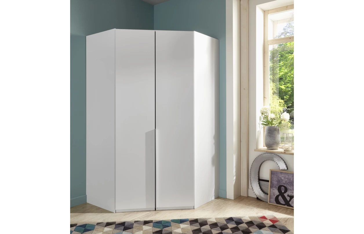 Šatní skříň New York D, 45 cm, bílá/bílý lesk