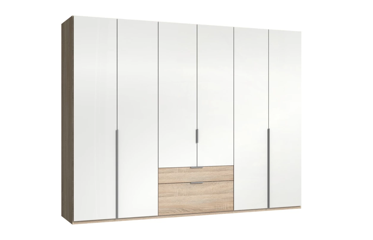 Šatní skříň se zásuvkami New York D, 135 cm, bílá/bílý lesk