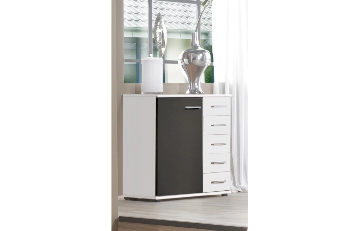 Sestava ložnice Nora, bílá/grafitová