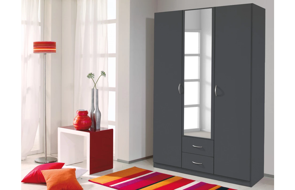 Šatní skříň Case, 136 cm, tmavě šedá