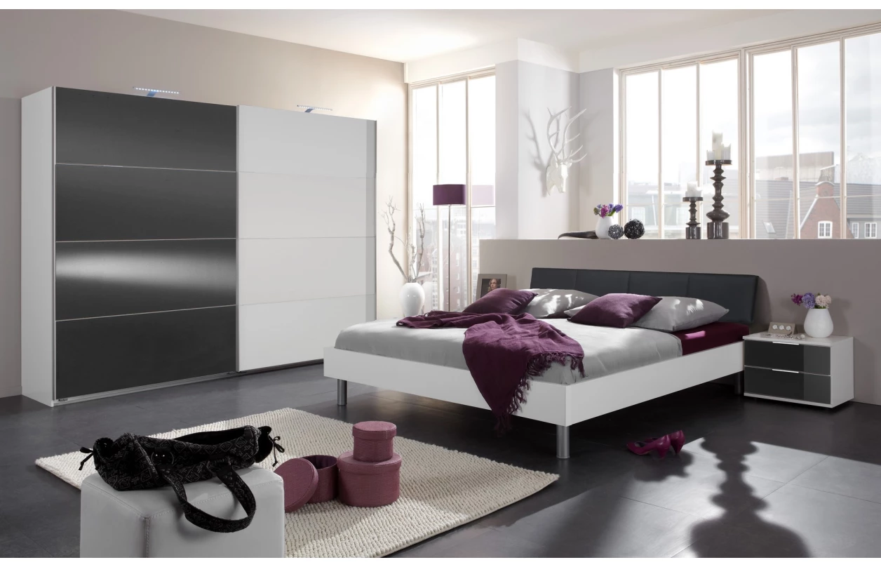 Šatní skříň Easy Plus, šířka 270 cm/extra výška 236 cm, grafit/sklo 13