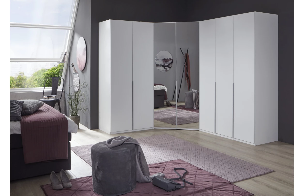 Šatní skříň Easy Plus, šířka 270 cm/extra výška 236 cm, grafit/sklo 19