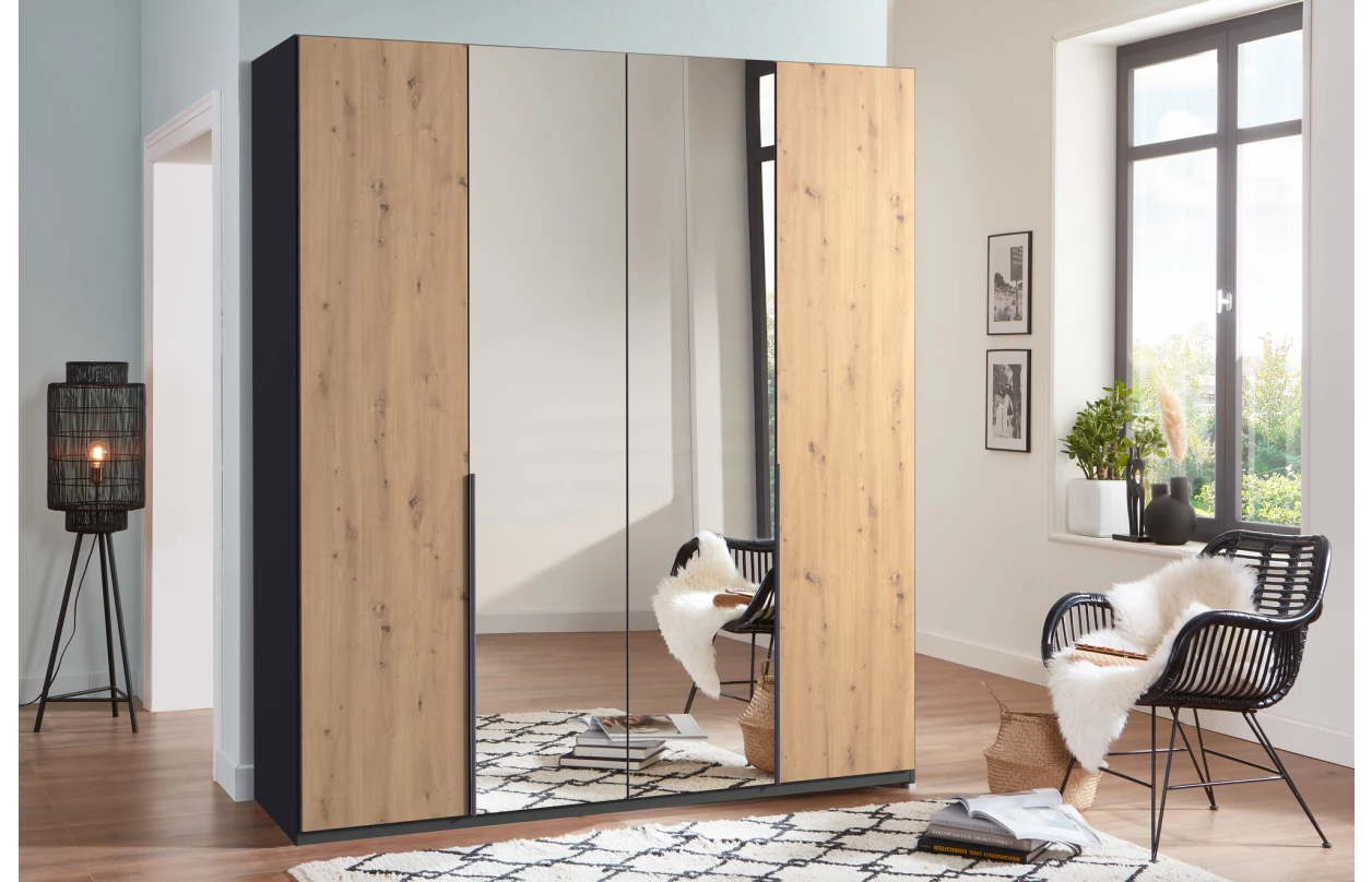 Šatní skříň Easy Plus, šířka 270 cm/extra výška 236 cm, grafit/sklo 20