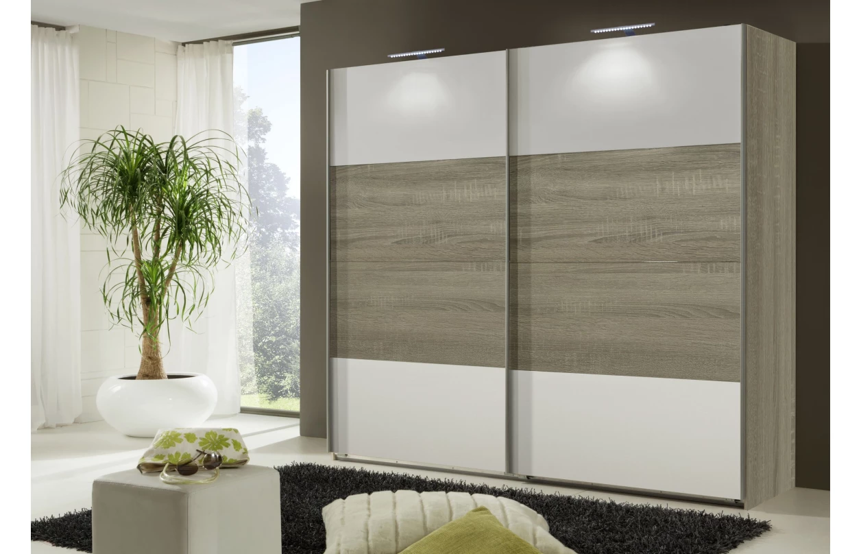 Šatní skříň Easy Plus, šířka 270 cm/extra výška 236 cm, grafit/sklo 37