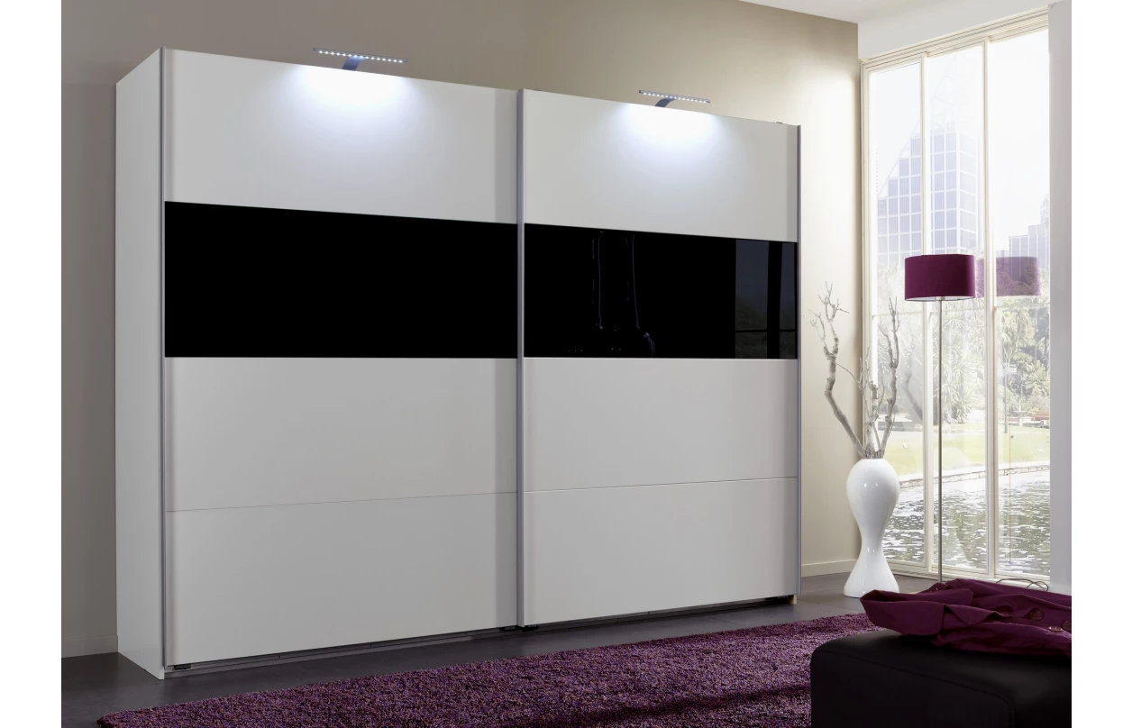 Šatní skříň Easy Plus, šířka 270 cm/extra výška 236 cm, grafit/sklo 38