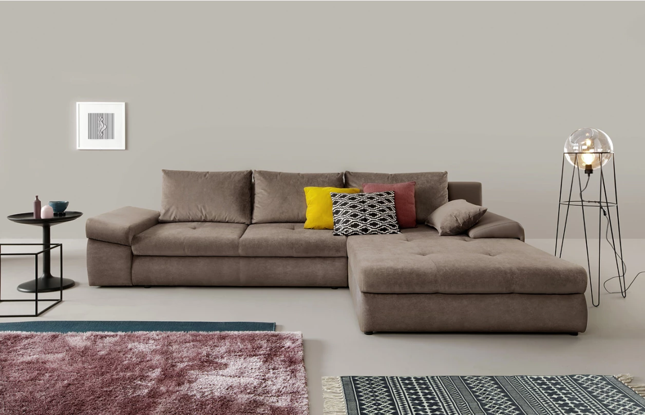 Rohová sedací souprava Bono, žlutá/antracitová tkanina