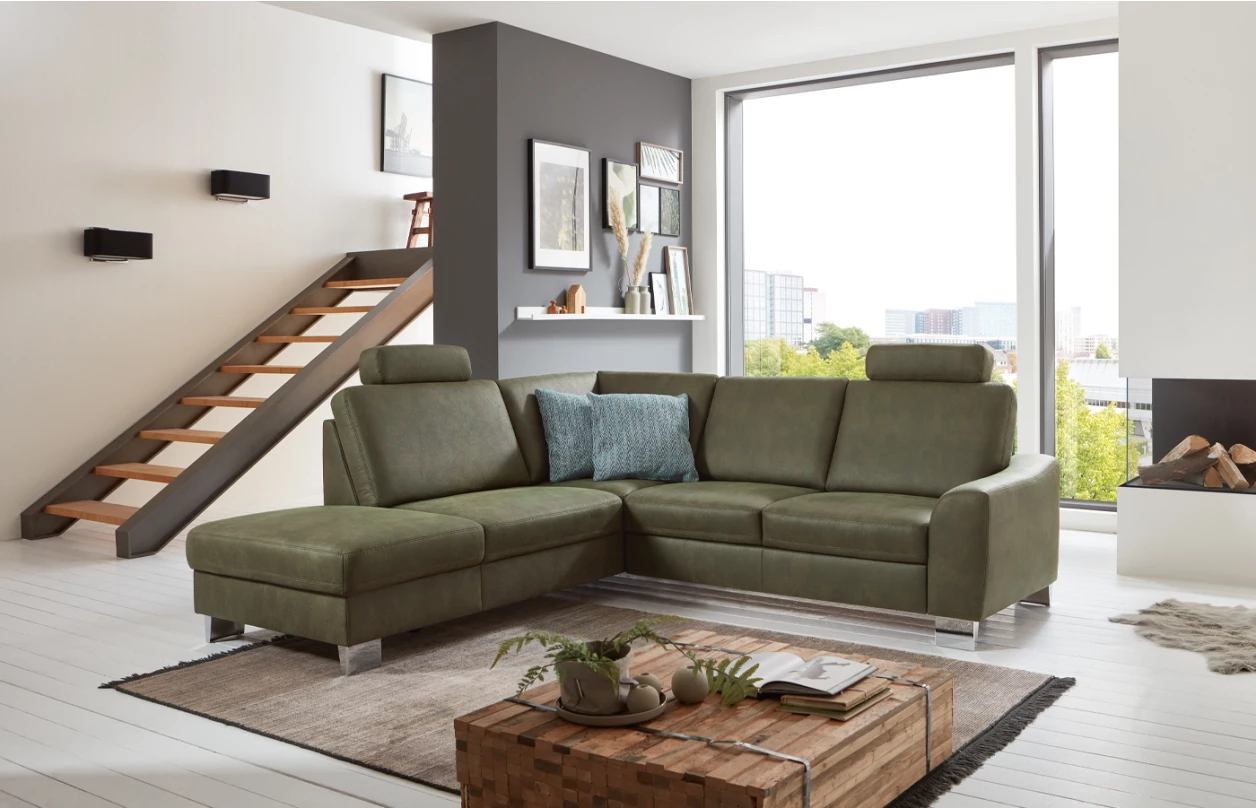 Sedací souprava Stick, tvar U, tmavě šedá látka, s funkcemi