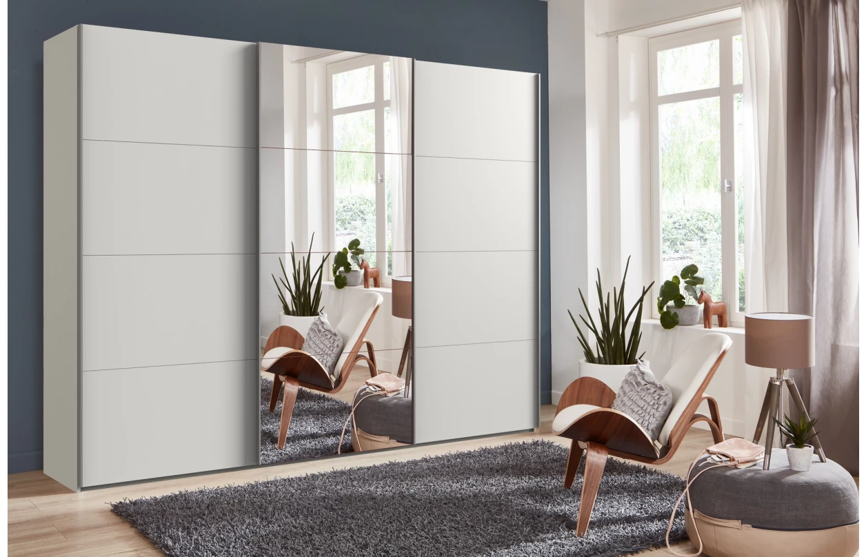 Šatní skříň Easy Plus, šířka 270 cm/výška 208 cm, grafit/sklo 11