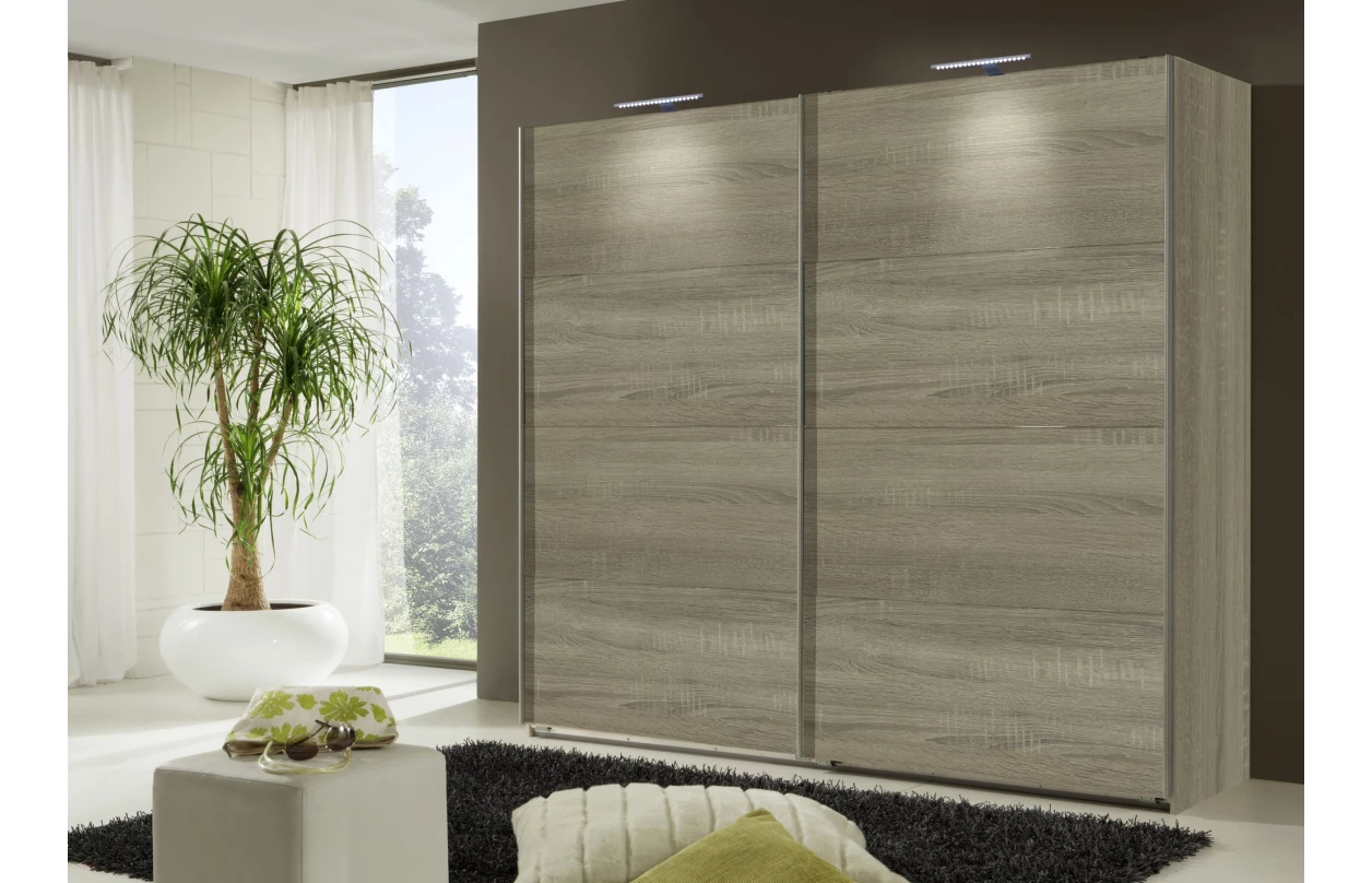 Šatní skříň Easy Plus, šířka 270 cm/výška 208 cm, grafit/sklo 35