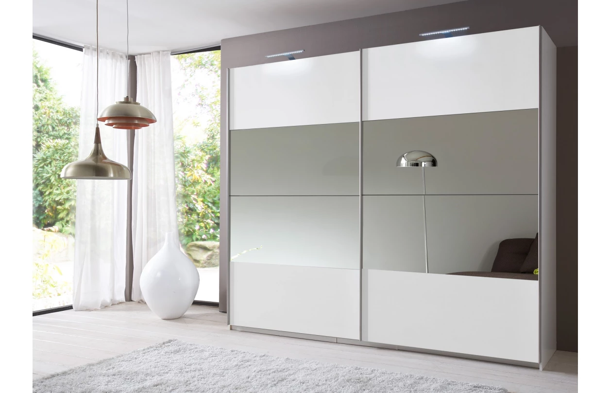 Šatní skříň Easy Plus, šířka 270 cm/výška 208 cm, grafit/sklo 39