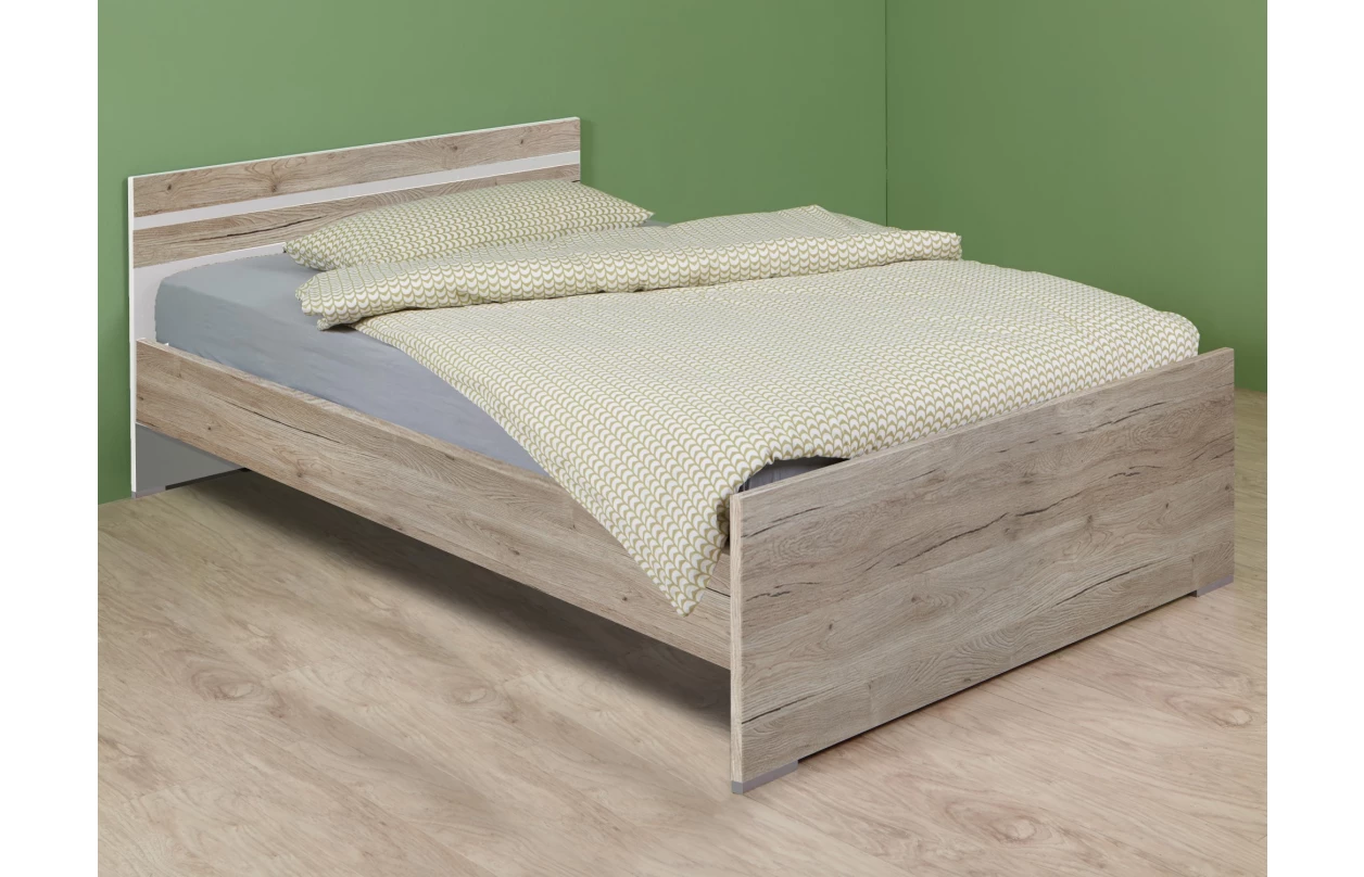 Šatní skříň se zrcadlem Cariba, 135 cm, dub san remo/bílá