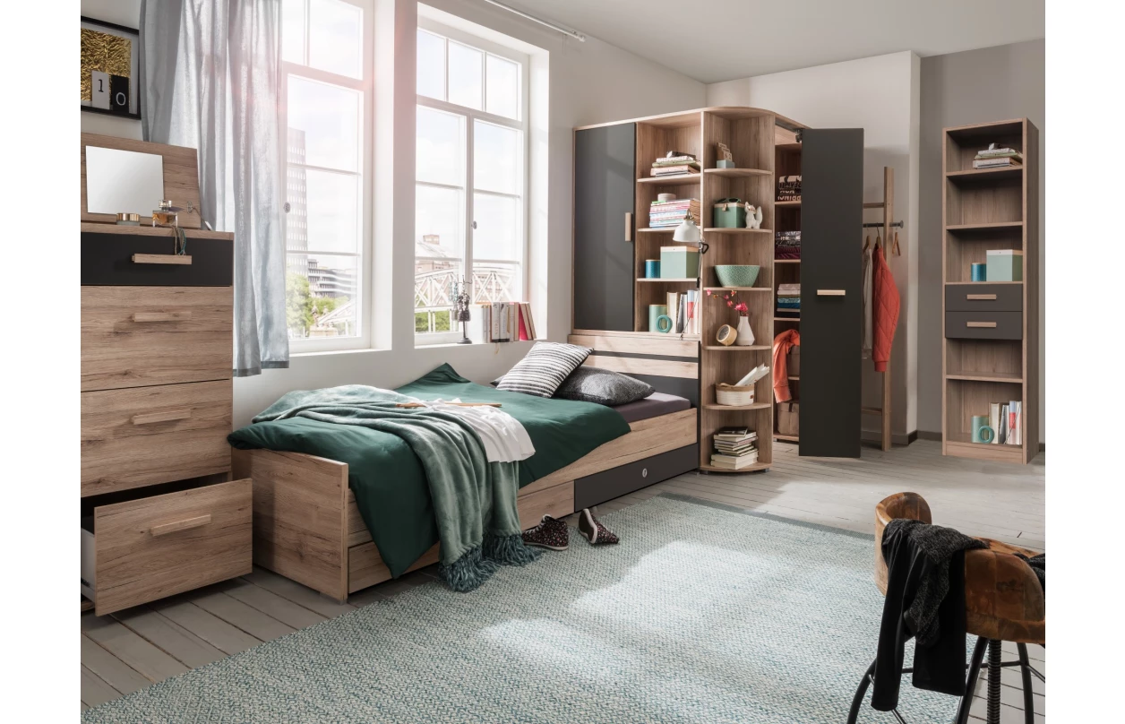 Úložná zásuvka pod postel Cariba, dub san remo/bílá, na kolečkách