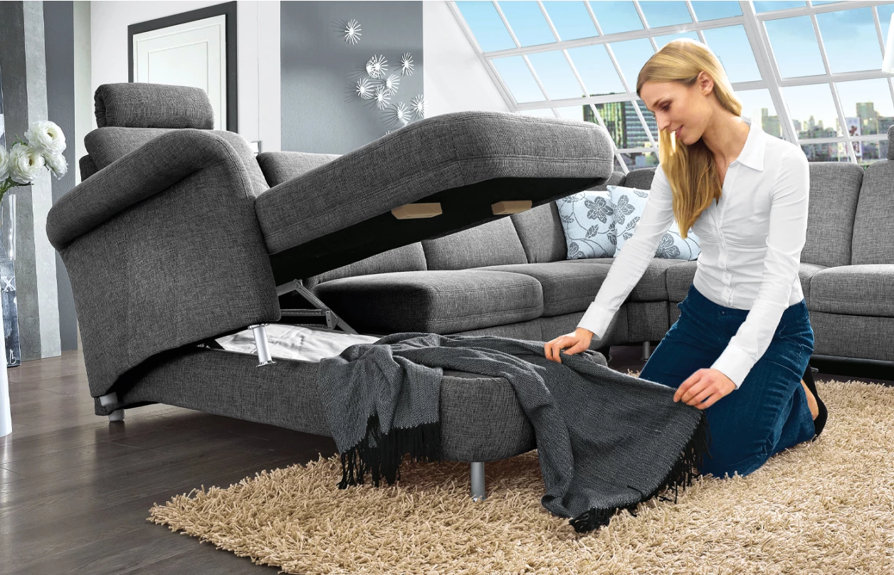 Sedací souprava Joker, tvar U, šedá látka, bez funkcí