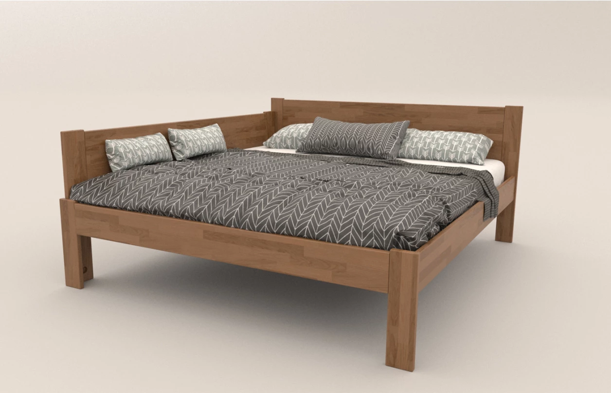 Rohová postel se zástěnou vlevo Fava L 180x200 cm, přírodní buk