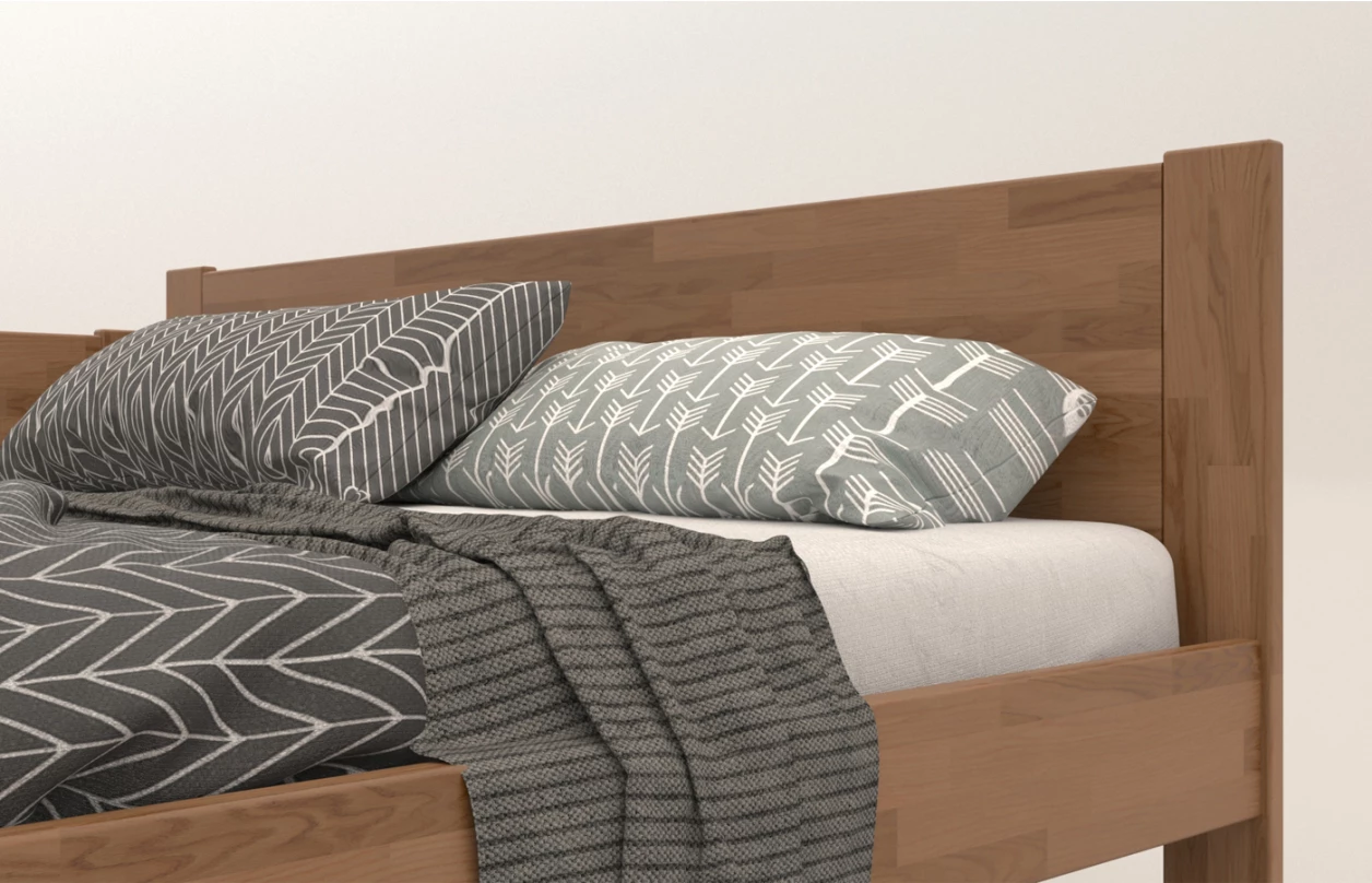 Rohová postel se zástěnou vlevo Fava L 180x200 cm, přírodní buk