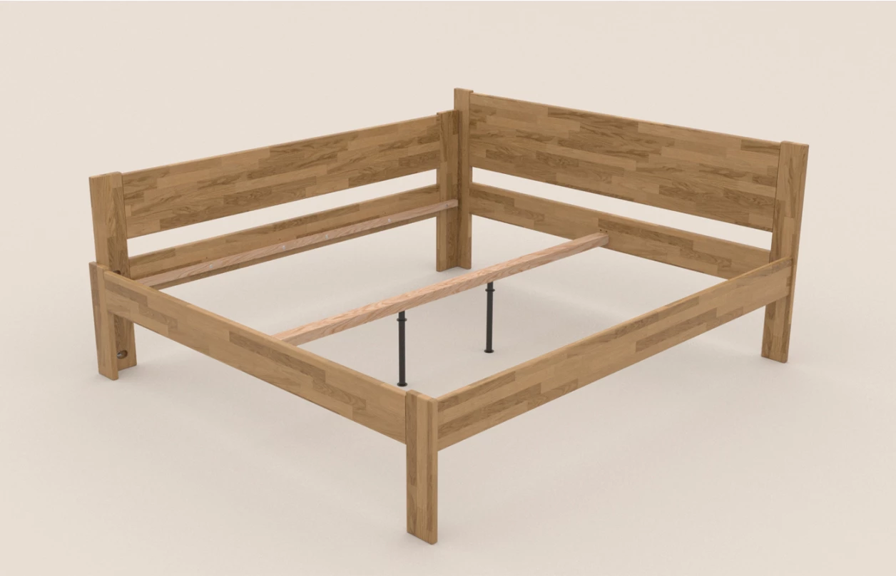 Rohová postel se zástěnou vlevo Fava L 180x200 cm, přírodní buk