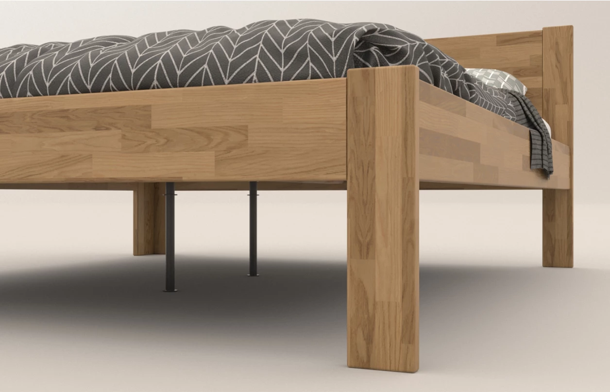 Rohová postel se zástěnou vlevo Fava L 180x200 cm, šedý buk