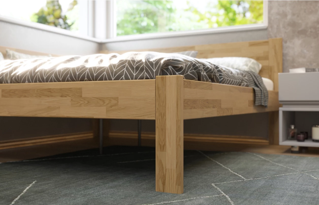 Rohová postel se zástěnou vlevo Fava L 180x200 cm, šedý buk