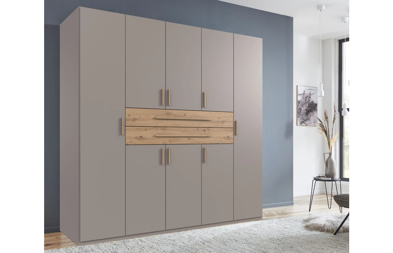 Šatní skříň se zásuvkami Digit, 225 cm, béžová kašmír/dub artisan 4