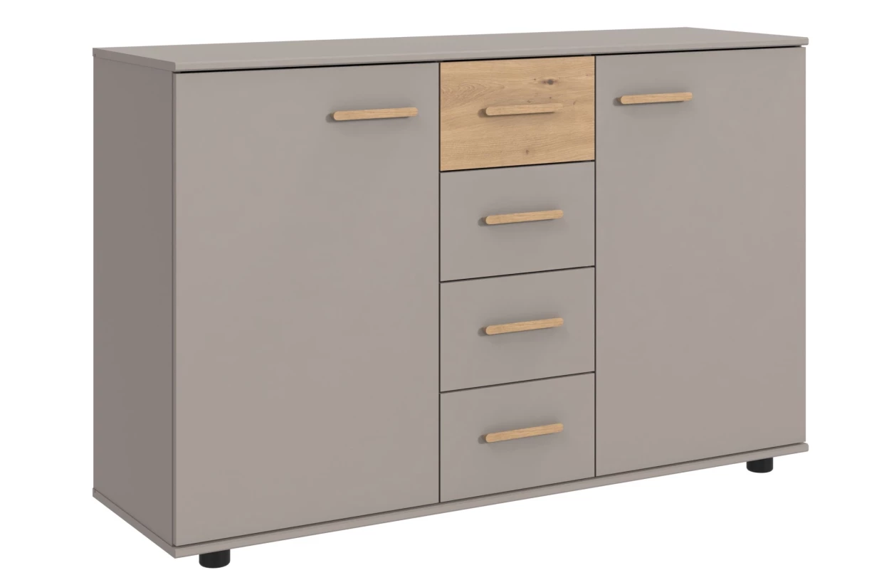 Šatní skříň se zásuvkami Digit, 225 cm, béžová kašmír/dub artisan 15