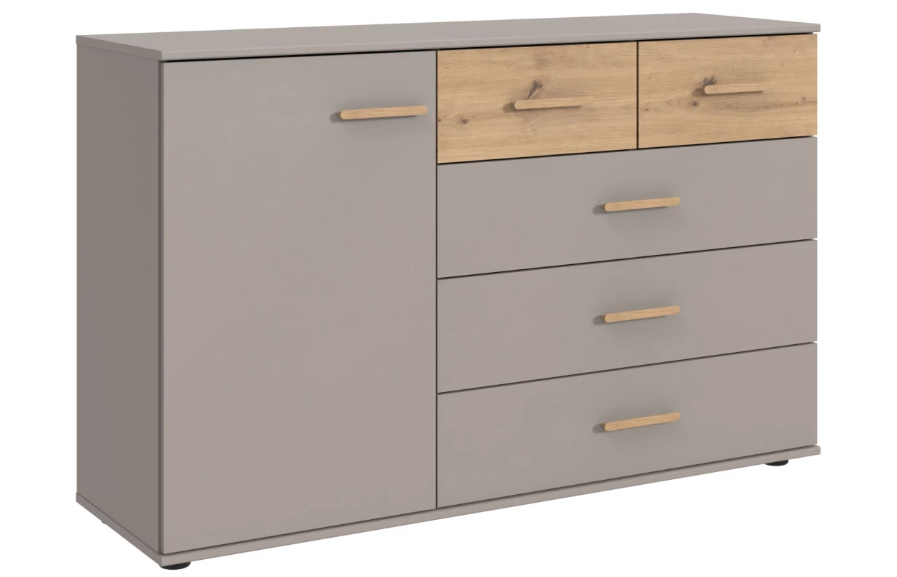 Šatní skříň se zásuvkami Digit, 225 cm, béžová kašmír/dub artisan 16