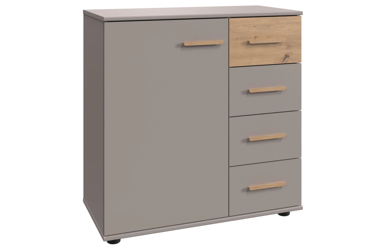 Šatní skříň se zásuvkami Digit, 225 cm, béžová kašmír/dub artisan 17