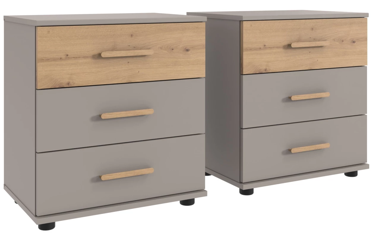 Šatní skříň se zásuvkami Digit, 225 cm, béžová kašmír/dub artisan 18