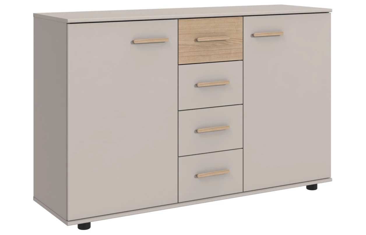 Šatní skříň se zásuvkami Digit, 225 cm, béžová kašmír/dub artisan 51