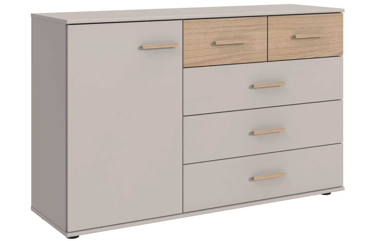 Šatní skříň se zásuvkami Digit, 225 cm, béžová kašmír/dub artisan 52