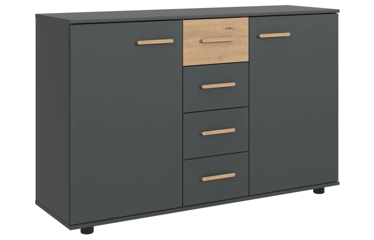 Šatní skříň se zásuvkami Digit, 225 cm, béžová kašmír/dub artisan 105