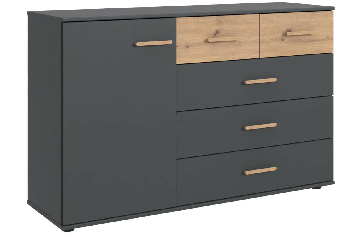 Šatní skříň se zásuvkami Digit, 225 cm, béžová kašmír/dub artisan 106