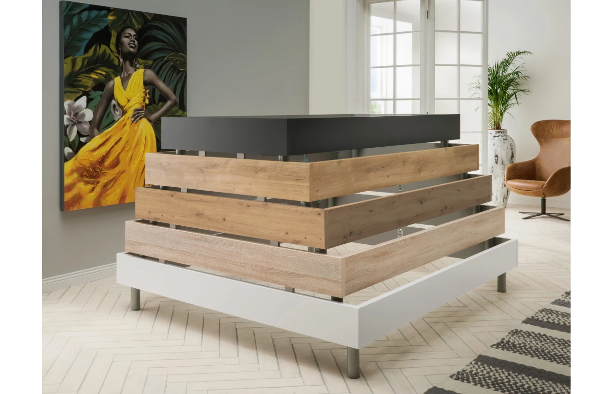 Skříňka s 5 zásuvkami Easy Plus, 49 cm, dub sonoma/zrcadlo