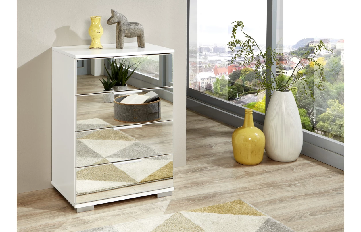 Skříňka s 5 zásuvkami Easy Plus, 49 cm, dub sonoma/zrcadlo