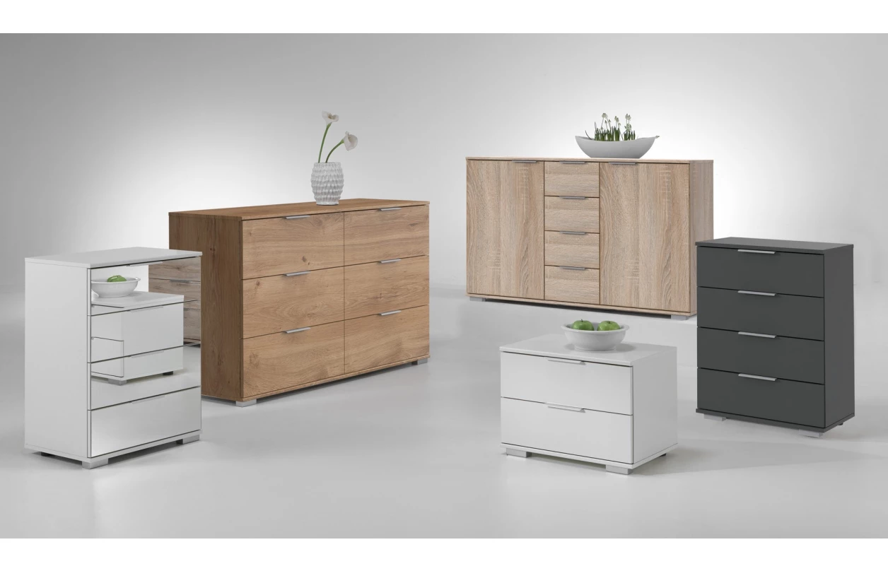 Skříňka s 5 zásuvkami Easy Plus, 49 cm, dub sonoma/zrcadlo