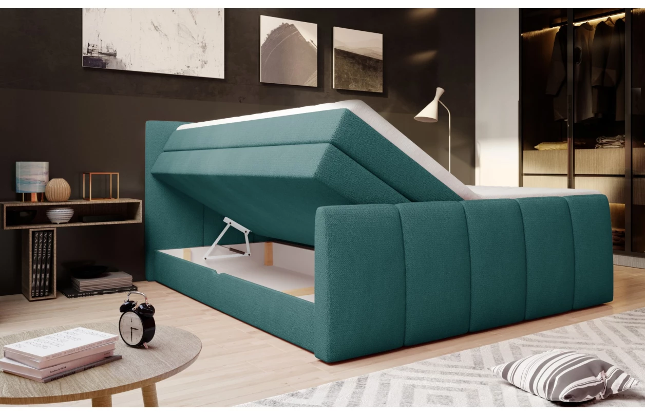 Postel boxspring Fresco 180x200 cm, světle šedá látka