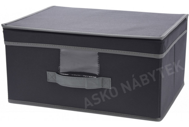 Úložný box s víkem 39x29 cm, tmavě šedá látka