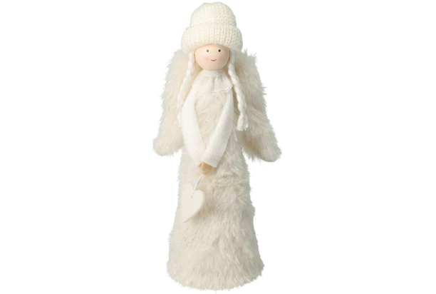 Vánoční dekorace Anděl s copy, bílá/šedá