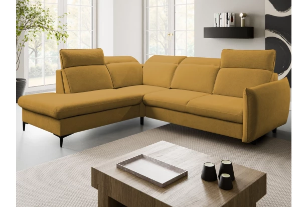 Rohová sedačka Glow, žlutá látka, levý roh