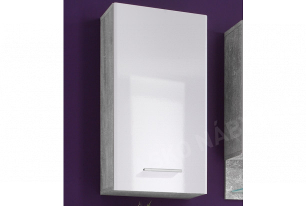 Koupelnová závěsná skříňka Barolo, imitace šedý beton/lesklá bílá