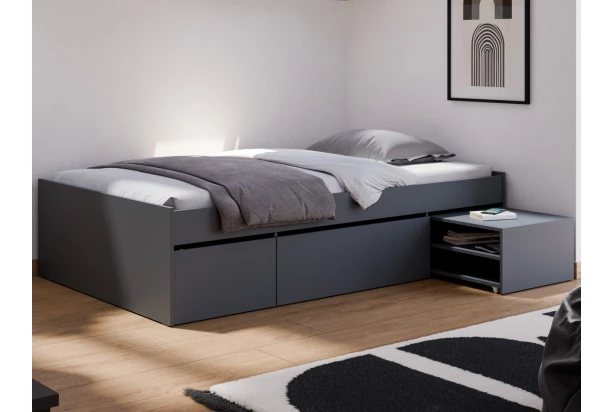 Postel s úložnými zásuvkami Assisi 120x200 cm, antracitová