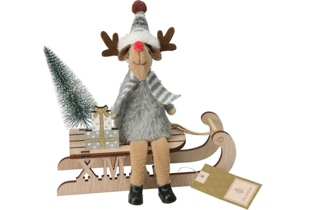 Vánoční dekorace Sob na sáňkách, 3 druhy