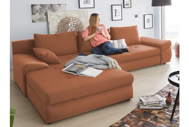 Rohová sedací souprava Bono, terakota látka