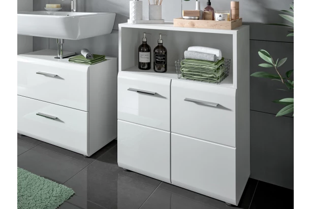 Skříňka s přihrádkou Ice, 60 cm, bílá lesk