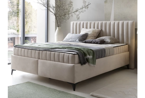 Postel Joy 160x200 cm, světle béžová látka