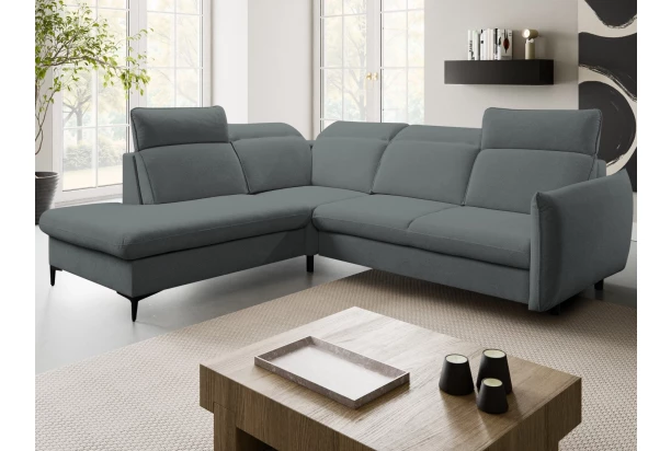 Rohová sedačka Glow, středně šedá látka, levý roh